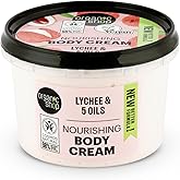 Organic Shop Lychee & 5 Essential Oils Nourishing Body Cream, 100% Vegan & Organic, Daily Hydration & Moisturizer, Body, Face, Hand & Foot Natural Lotion, Intensive Care & Skin Hydration. 250ml
