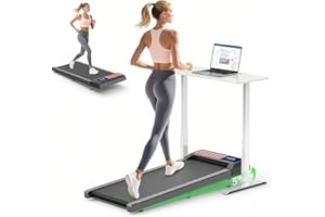 RJOP Walking Pad Treadmill with 0%-5% Incline and APP Sync, Small Compact Under Desk Treadmills for Home and Office with Remote Control and LED Display, 2.5HP