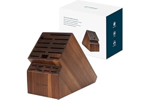 KITCHENDAO 20 Slot Acacia Wood Knife Block Without Knives, Universal Knife Holder for Kitchen, Holding Multiple Types of Kniv