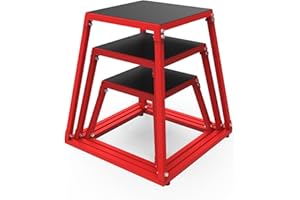 Plyometric Jump Box Set, Heavy-Duty Steel Non-Slip Platform for CrossFit, Home Gym, and Cardio Training, Multi-Level Plyometr