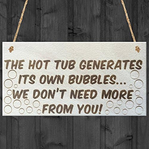 JamieFox The Hot Tub Generates Its Own Bubbles Novelty Wooden Plaque Jacuzzi Pool Sign