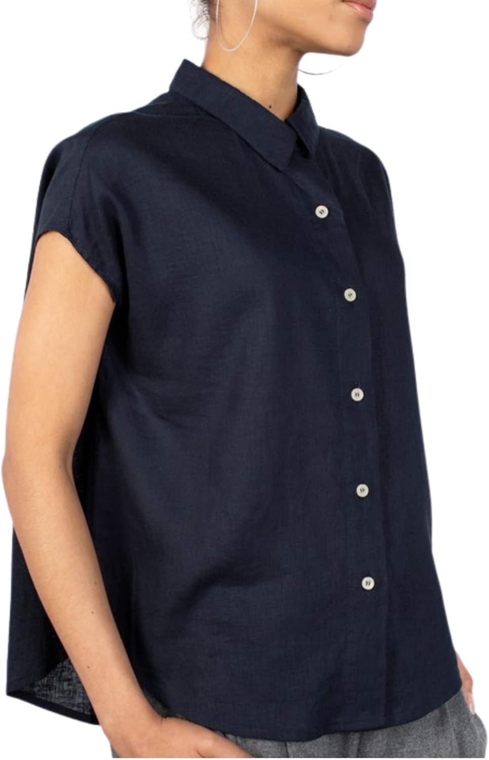 Linen Blend Top Short Sleeve Top at Amazon Women’s Clothing store