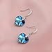 LUVAMI Vitrail Medium Multi Color Crystal Heart Drop Dangle French Hook Earrings (Blue)