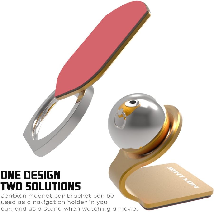 JENTXON Magnetic Car Phone Mount with Finger Ring Holder Dashboard Universal for iOS / Android Smartphone and More