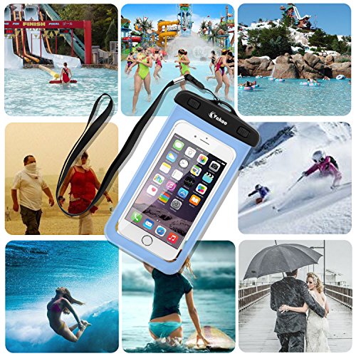 Vakoo Universal Waterproof Case, Waterproof Cellphone Dry Bag for Apple iPhone 6S, 6S Plus, iPhone 5, 5S, Galaxy S6, Note 5(Smartphone up to 6-Inch) with A Unique Neck Strap (Blue)