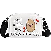 G2TUP Potato Lover Gift A Girl Who Loves Potatoes Makeup Bag Potato Queen Cosmetic Bag Food Lover Gift Zipper Travel Bag (Loves Potatoes HS)