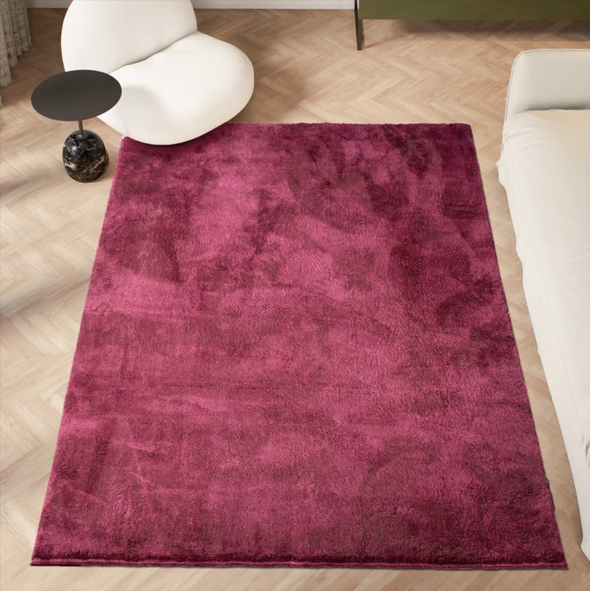 homeart Area Rugs – Soft, Short Pile Monochrome Carpets - Anti-Slip Backing, Machine Washable, Modern Fluffy Rugs for Living Room, Bedroom, Kitchen, Entrance - Bordeaux, 140x200 cm — image 1
