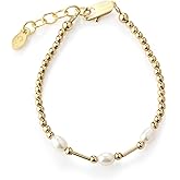 Cherished Moments Children's 14K Gold-plated and 925 Sterling Silver Bracelet with Cultured Pearls, Liquid Gold and Silver Accents for Babies, Toddlers, and Little Girls