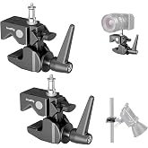 SMALLRIG Super Clamp Kit 2-Pack, Heavy Duty Clamp Max Load 33lb /15kg | with 1/4"-20 &amp; 3/8"-16 Top Screw on 5/8" Stud, for Photography Studio Video Camera Lighting, for Round Pipe/Flat Surface