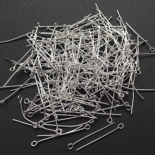 Qingxi Charm 500pcs Wholesale Silver Eye Pin DIY Craft Beading Jewelry Making (Eye Pin,Silver,500pcs, 26mm/1.04inch)
