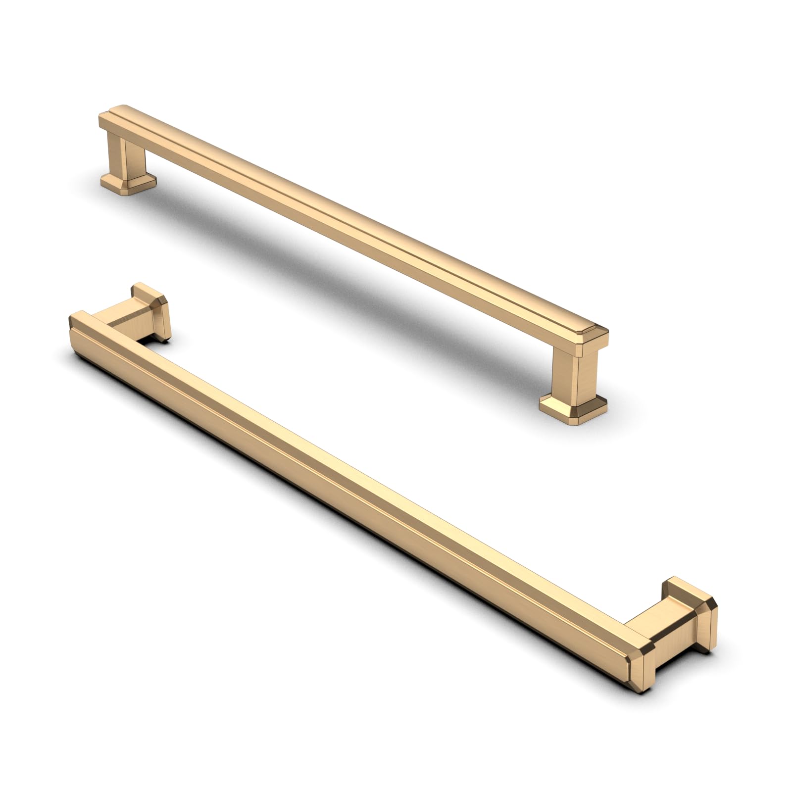 Furniware 10 Pack Champagne Bronze Cabinet Handles, Drawer Pulls 192mm(7.6 Inch) Hole Center, Hardware Modern Kitchen Cabinet Door Handles, Gold Brass for Kitchen, Bathroom, Wardrobe Cabinets Cupboard