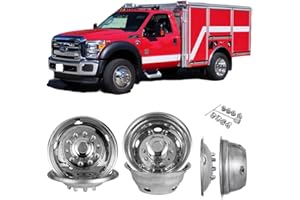 Lifeinfinity Set of 4pcs 19.5" Polished Stainless Steel Dually Wheel Simulators, 304L Bolt On Wheel Cover, 10 Lug 5 Hand Holes Hubcaps Fit for 2005-2024 Ford F450/F550 2WD/4WD w/Tool Kit C19F10