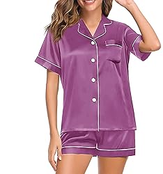 WJing Yi Jia Womens Pajama Sets XS-4XL Silk Satin