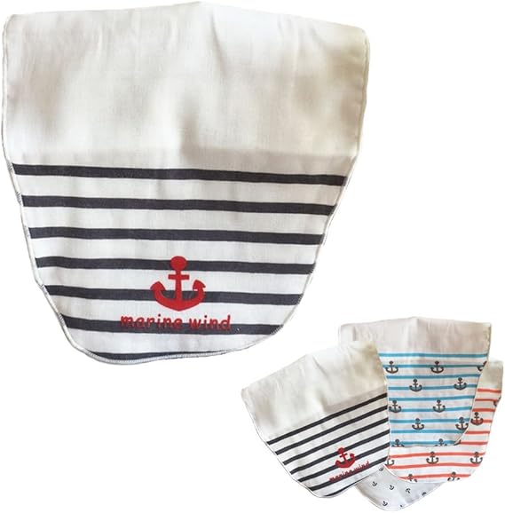 Amazon Co Jp アーネス Arnes ベビー 汗取り パッド 4重 ガーゼ マリン 柄 4枚 セット 赤ちゃん 飾り襟 あせも 背中 シート 服 ファッション小物