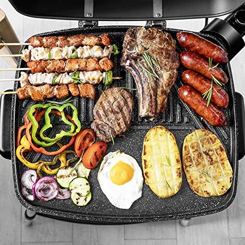 Cecotec Barbecue électrique PerfectCountry BBQ. avec Pieds, Couvercle et Plateau inférieur, Revêtement Rockstone, Plateau ramasse-Graisse, Surface 43 x 38cm, Température réglable, 2000 W - Mes Grillades Cecotec Barbecue électrique PerfectCountry BBQ. avec Pieds, Couvercle et Plateau inférieur, Revêtement Rockstone, Plateau ramasse-Graisse, Surface 43 x 38cm, Température réglable, 2000 W