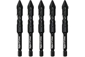 Mgtgbao 5PC Black 1/2 inch Upgraded Concrete Drill Bit, 12mm Special Crooked Head Eccentric Drill Bit Masonry Drill Bit Set f