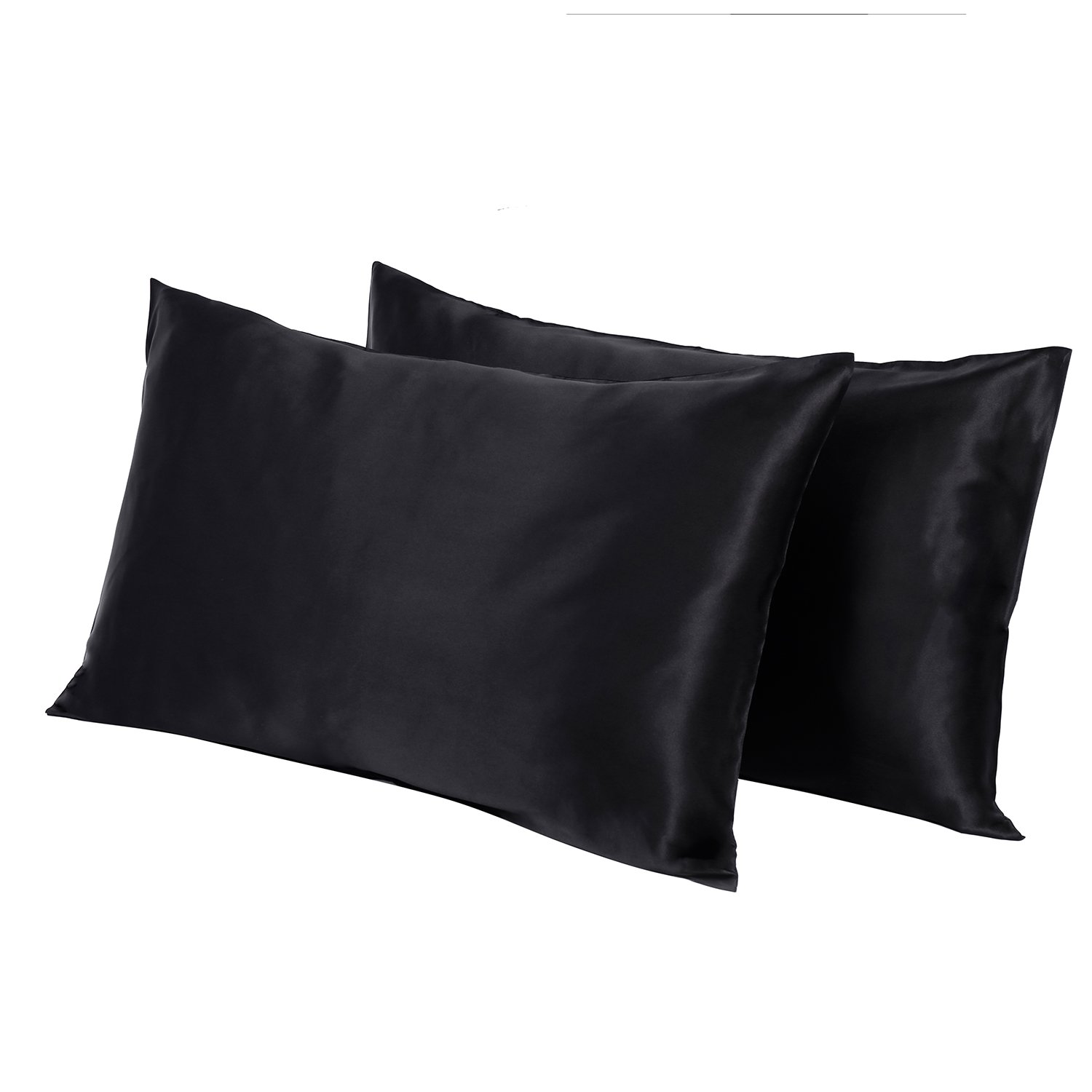 MOVEONSTEP Pillow Cases 2 Pack Housewife Bedroom Pillow Covers Plain Silky-soft Brushed Microfiber Pillowcases Queen Size 75 * 50cm (Black)