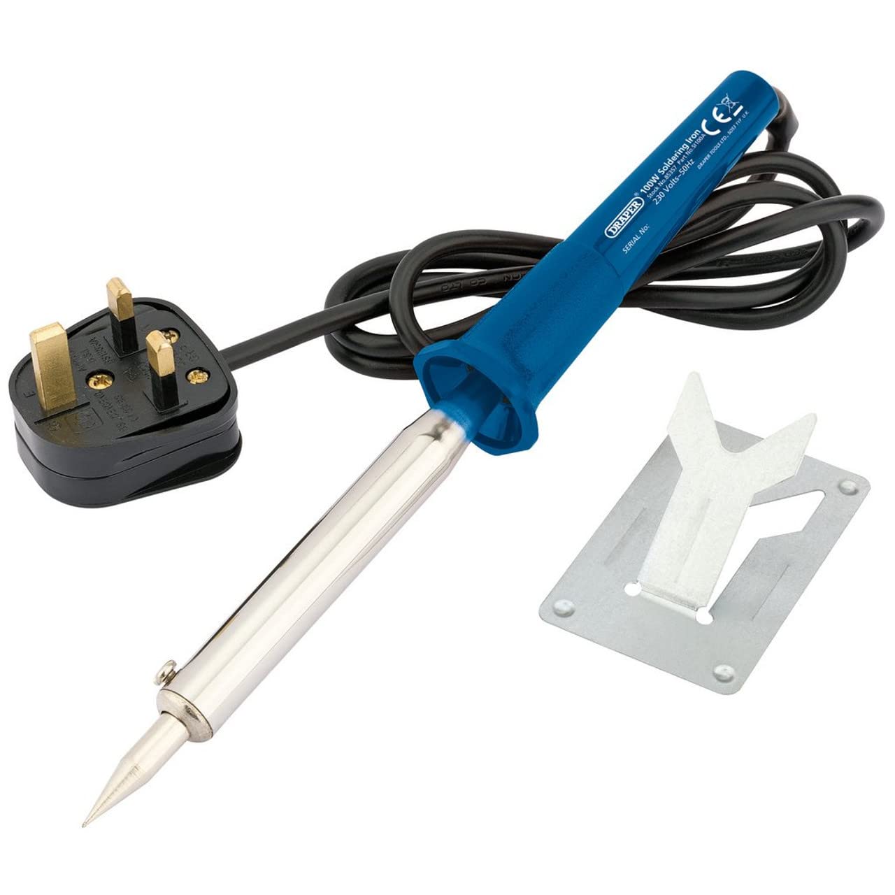 Draper 230V Soldering Iron | 100W Electrical Soldering Iron Kit |Metal Stand | 1.1m Cable | 85357
