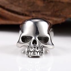 Stainless Steel Men's Cool Skull Head Solid Ring