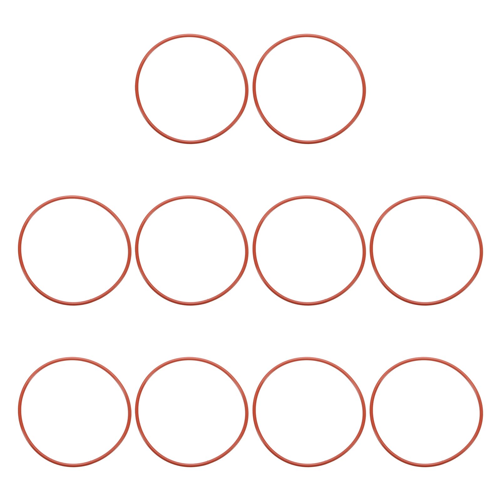 PATIKIL Silicone O-Ring 110mm OD 104mm ID 3mm Width, 10Pcs Metric VMQ Sealing Gasket Replacement for Plumbing Compressor Valves Repair, Red
