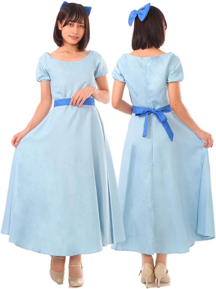 Amazon サイズ選べる Monoii ウェンディ コスプレ 仮装 大きいサイズ レディース ピーターパン コスチューム ドレス 女性 ハロウィン コス 大人 衣装 メンズ 水色 D476 コスプレ 仮装 通販