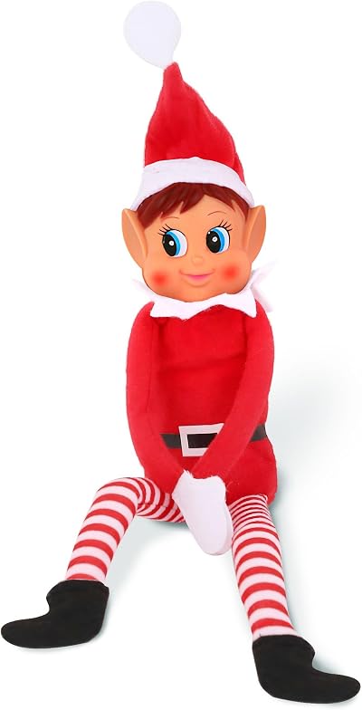 Elves Behavin Badly Christmas Elfette 12 Inch Plush Toy Red Long Legs