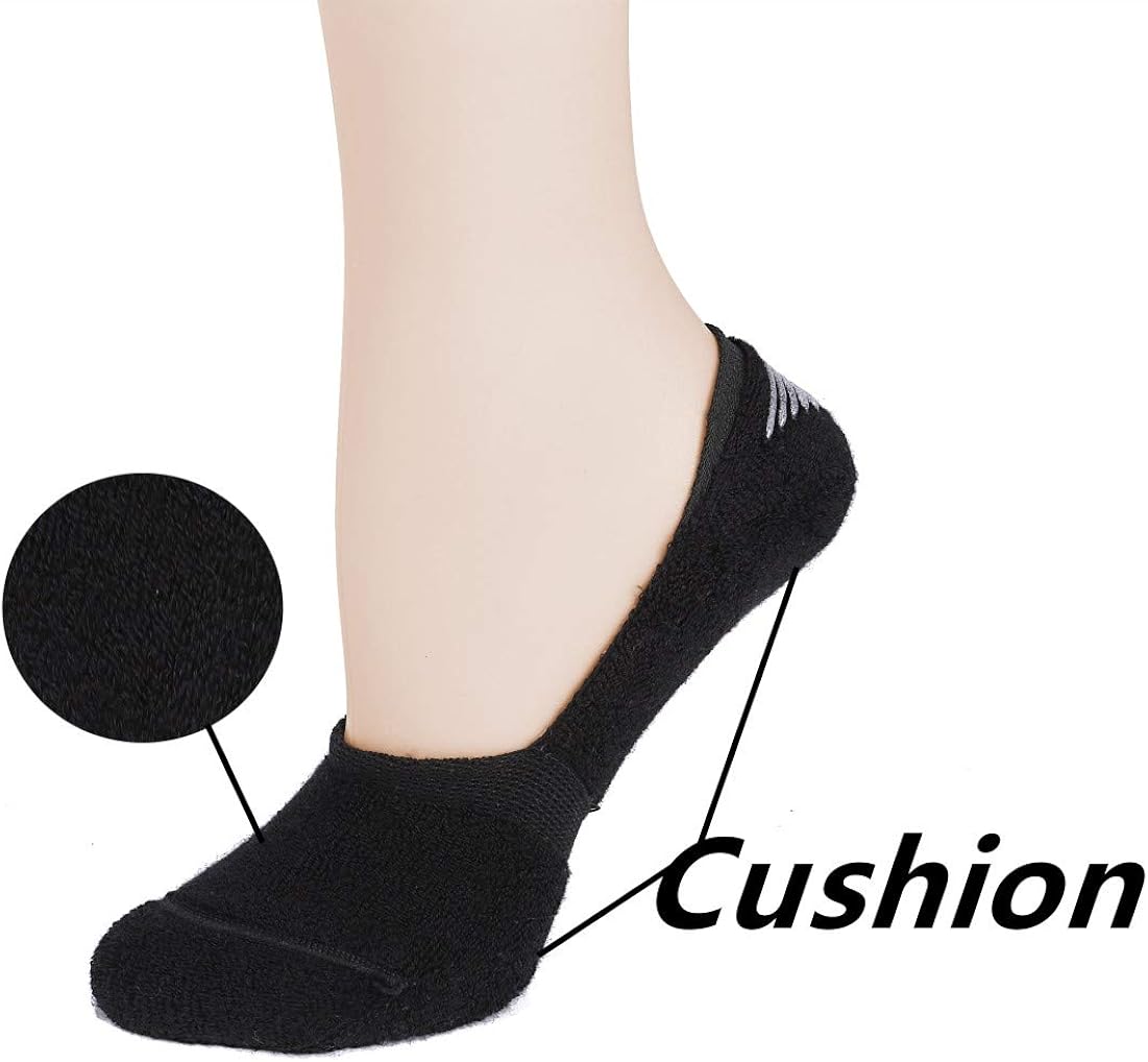 Leotruny 6 Pairs Unisex Thick Cushion Athletic Cotton Non Slip Low Cut Flat Liner No Show Socks at  Women’s Clothing store