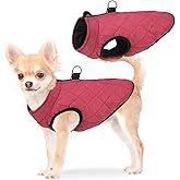 SCENEREAL Winter Vest Coat With Harness Built-In, Warm Jacket for Small Medium Dogs, Cold Weather Coat With Zipper, Fleece Puffer Vest Windproof Snow Clothes for Puppy Pet