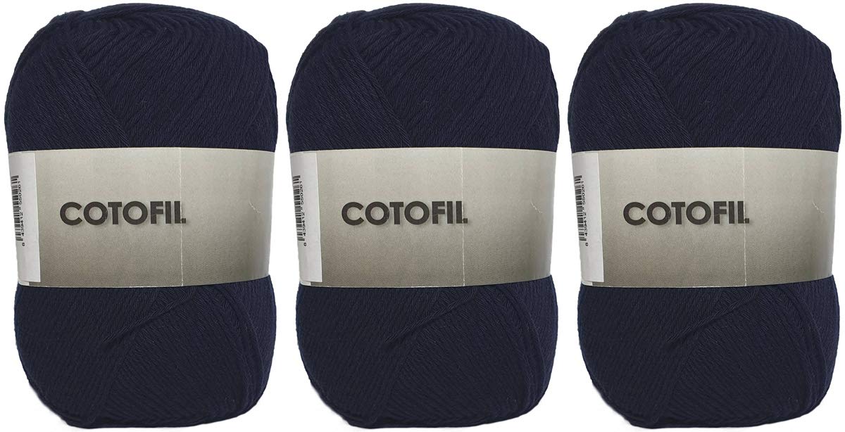 Cotofil 100% Cotton Yarn Perfect for DIY and Hand Weaving (Navy Blue 100g, Approx. 250m Pack of 3)