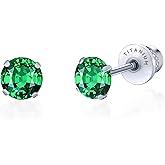 Limerencia Hypoallergenic G23 Implant Grade Titanium Screw Back Earrings Tragus 20G Helix F136 Piercing Post for Sensitive Ears Simulated Diamond Cartilage