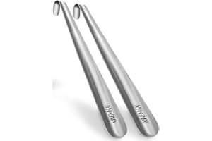 NINEMAX 2 Pack Shoe Horn Long Handle, 16.5" Metal Shoe Horn for Seniors, Men, Women, Shoehorn with Hole and Hook Handle