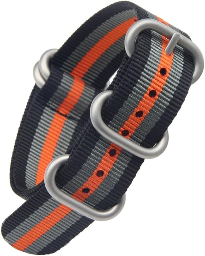 Reloj de 18-24 mm Nylon Negro Gris Naranja Reemplazo de ...