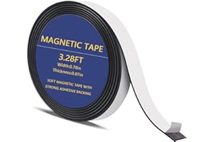 LMJIA Magnetic Tape Strips Roll with Adhesive, Flexible Sticky Magnet Tape for Crafts, Whiteboards, Fridge Organization