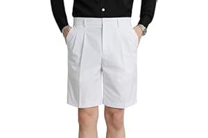 MOGU Men's Flat Front Pleat Dress Shorts for Golf, Casual and Formal Wear 9" Inseam
