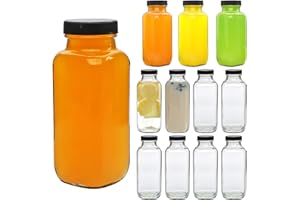 Accguan 12oz Glass Bottles,Leak-Proof Vintage Water Bottles for Juicing,Hot Sauce,Kombucha,Ginger Jar,Potion,Oil,Milk Bottles,Whiskey,Portable Travel Bottle,Smoothies Bottles(12pack)