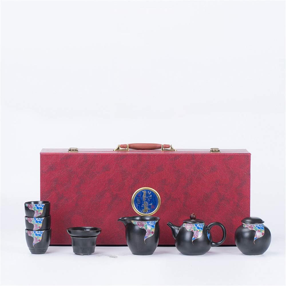 DETZH Handmade Gongfu Tea Set Ceramic 11-Pcs Traditional Chinese Teapot Set in Gift Box Tea Filter 6 Tea Cup Fair Cup A Teapot