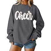 Weinexra Cheer Mom Sweatshirts for Women Baseball Football Game Day Sweatshirt Long Sleeve Pullover Top Soccer Mom Sweatshirt