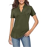 CEASIKERY Women's 3/4 Sleeve V Neck Tops Casual Tunic Blouse Loose Shirt