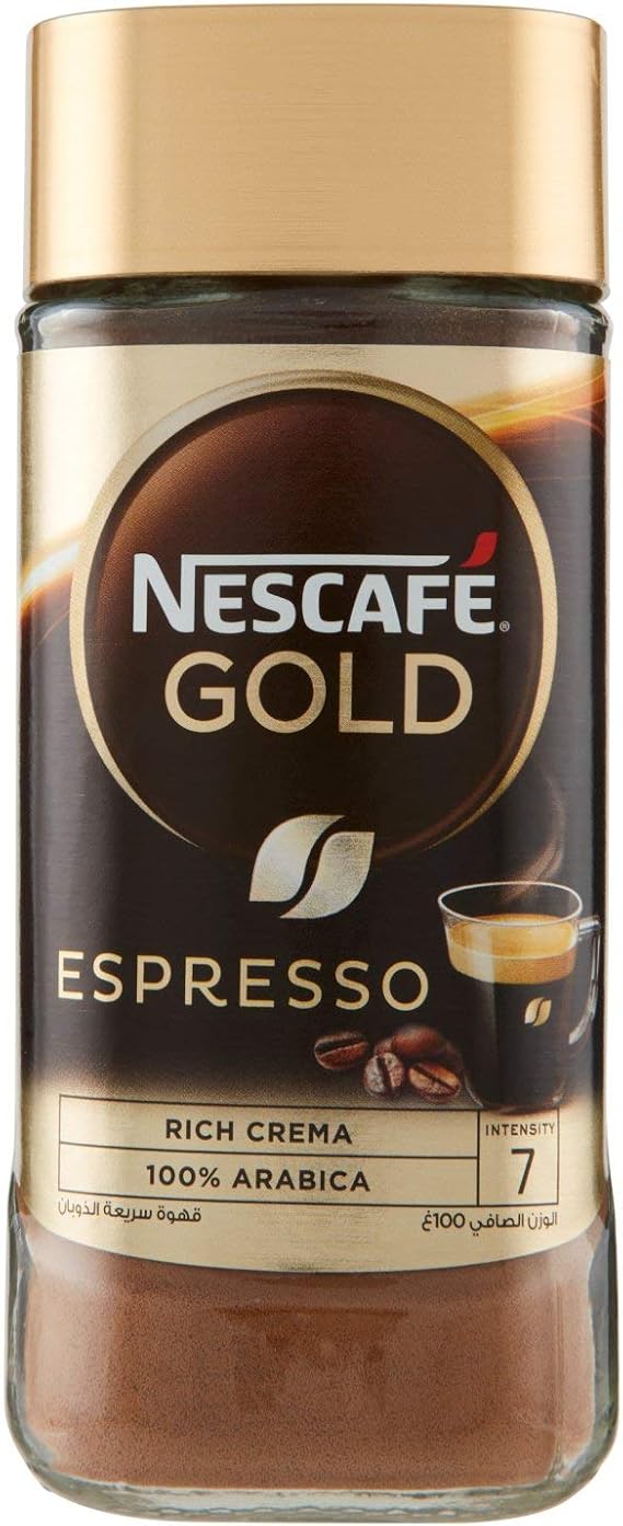 Nescafe Gold Espresso Instant Coffee, Italian Style Rich with Crema