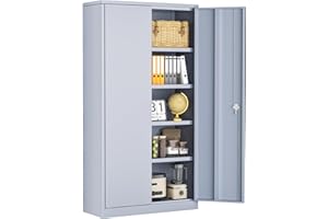 INTERGREAT Garage Storage Cabinets with Doors and Shelves, Metal Storage Cabinet, 71" Utility Metal Filing Cabinet with Lock for Home Office, Warehouse, School (Cement Grey)