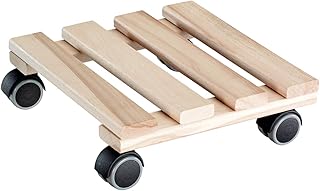 WAGNER Pflanzenroller PALETTI 25 x 25 x 8 cm I Pflanzenroller für Innenbereich, Buche Natur I Blumenroller aus FSC®-Massivholz I Kübelroller aus Holz I Tragkraft 100 kg I Made in EU - 20009701
