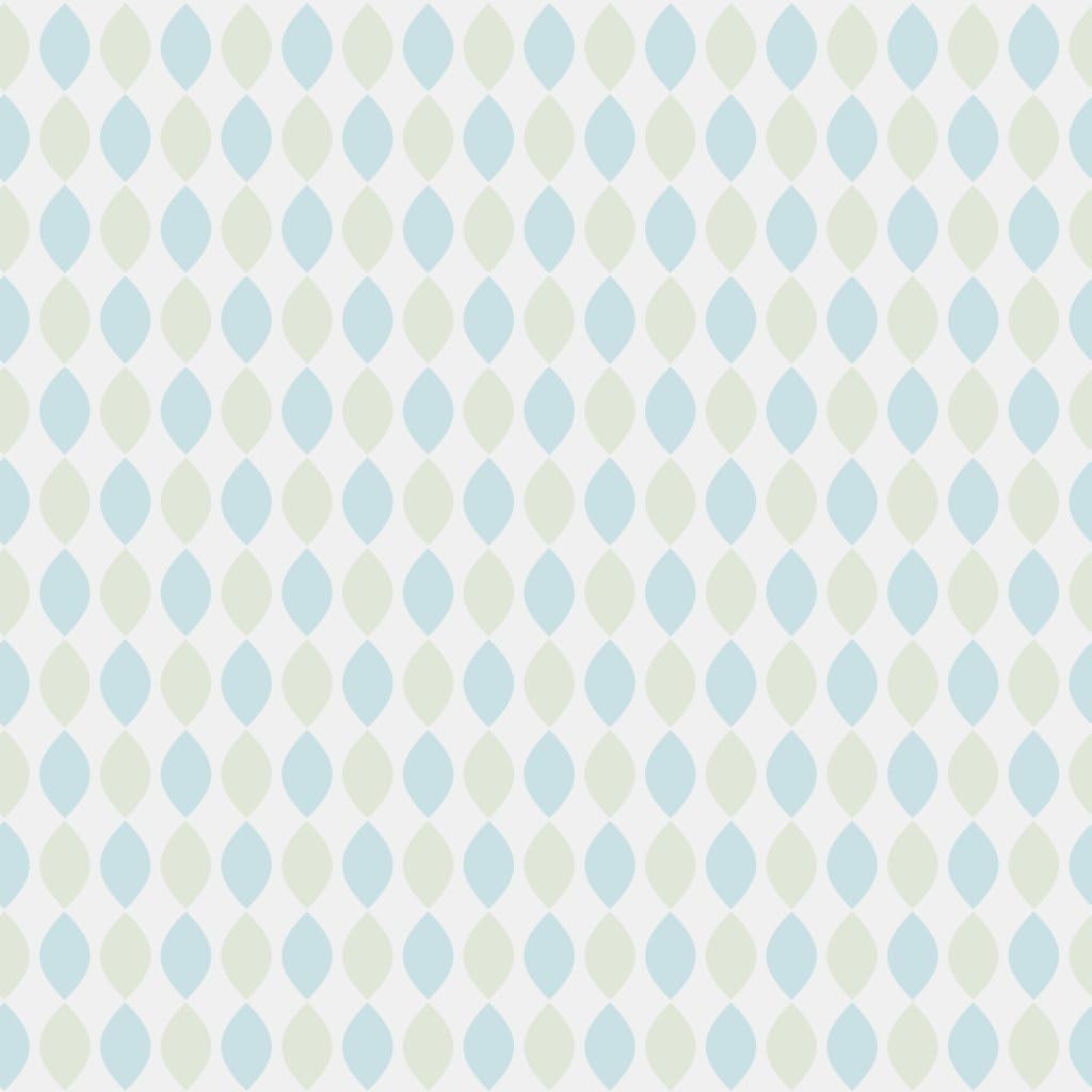 Reflections 5927 Non-Woven Wallpaper 50s Retro Pattern Almond Shape Vertical in Rows in Blue and Hellolivgrün on Cream White