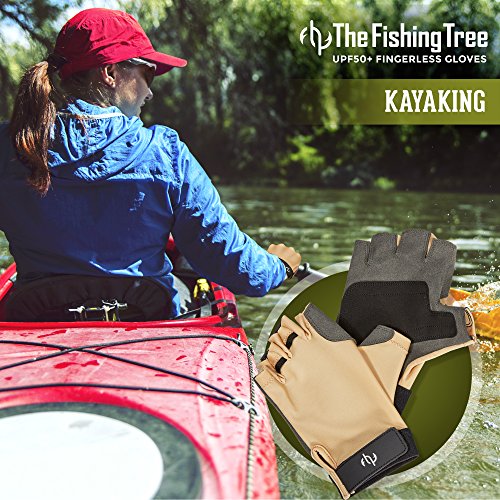 UV SUN PROTECTION FISHING FINGERLESS GLOVES, Certified UPF50+, Half