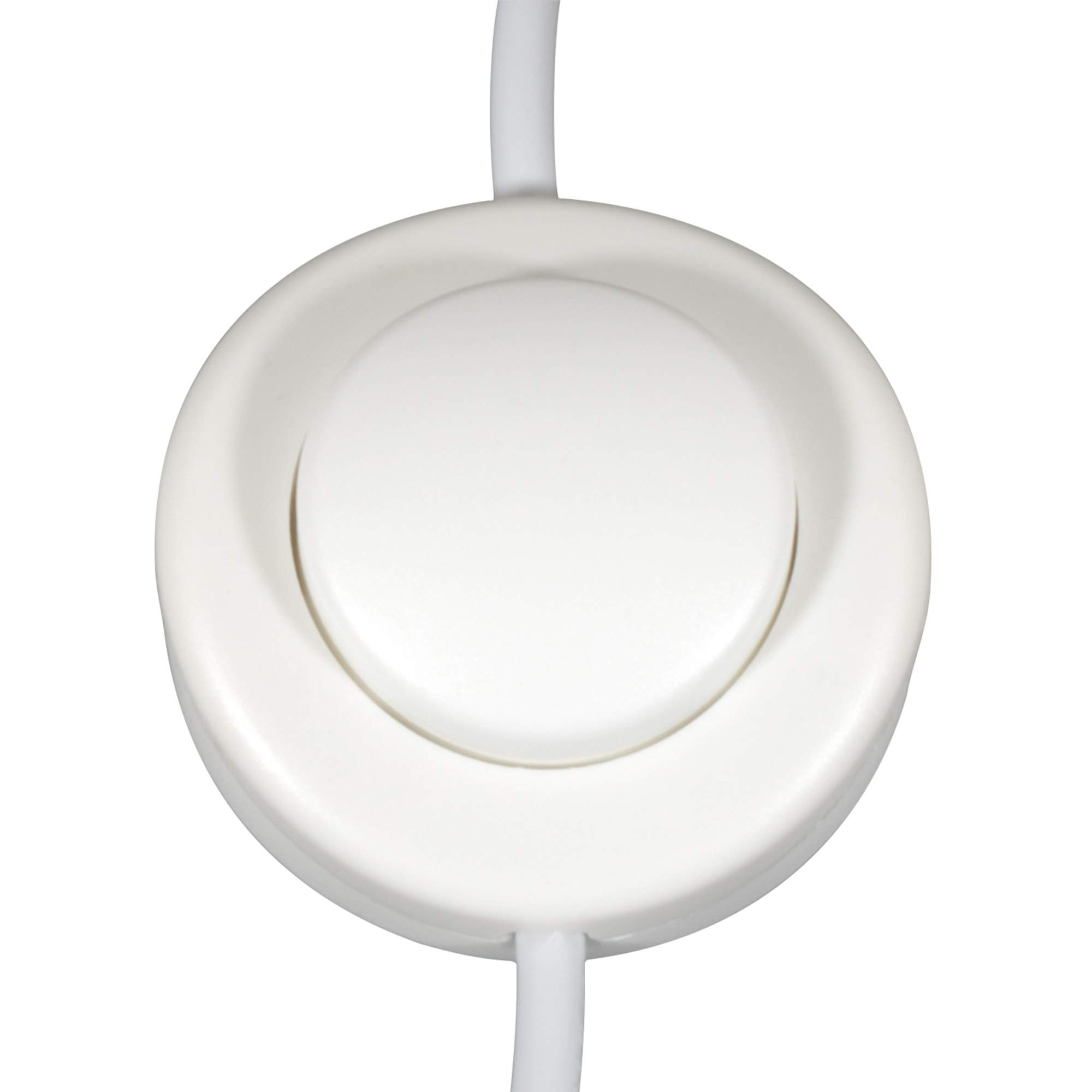 ElekTek White Lamp Light Push Button In Line Switch, 65mm Diameter, Foot or Hand Operated Press Switch, for 2 or 3 Core Flex — image 1