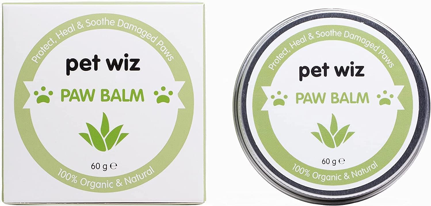 pet wiz Paw & Nose Balm for Dogs & Cats - Organic & Natural Ingredients - Organic Paw and Nose Balm for Dogs and Cats - Coconut Oil, Shea Butter, Vitamin E & Aloe (60g ℮)