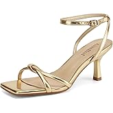 AIUNIIND Women's Sandals Square Open Toe Kitten Heels Strappy Ankle Strap Sandals for Women Comfort Dress Party Shoes