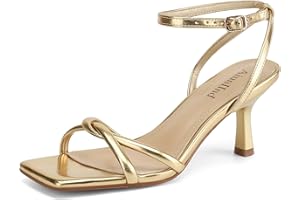 AIUNIIND Women's Sandals Square Open Toe Kitten Heels Strappy Ankle Strap Sandals for Women Comfort Dress Party Shoes