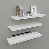 Upassion Floating Shelves for Wall Set of 3, 24" White Wall Shelves for Home Decor, Frame Display White Floating Shelf for Living Room, Bedroom, Bathroom, Kitchen