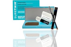 SURETHIK 4-in-1 Premium Hairline Powder Kit - Conceal Thinning Hair, Root Touch-Up, Highlight Refresher & Eyebrow Enhancer for Men and Women (Light Brown)