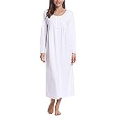 Joyaria Double Brushed 100% Cotton Flannel Nightgown Women Long Sleeve Thick Warm Night Gown Sleepwear Winter Spring S-XXL